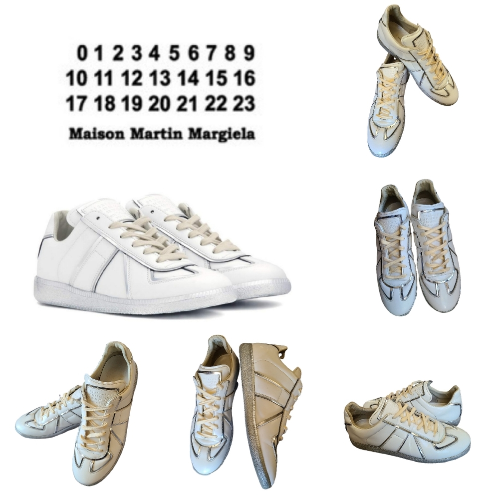 MAISON  MARGIELA II WHITE & SILVER SNEAKERS - Picture 2 of 9